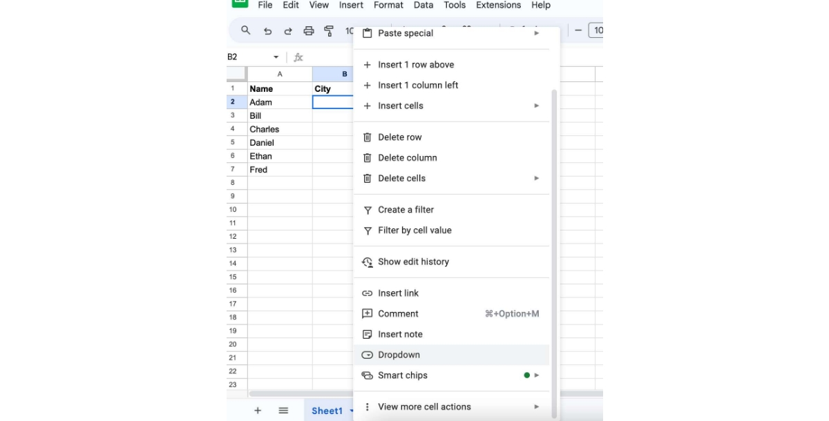 How To Insert A Drop Down Menu In Google Sheets - Tutorial