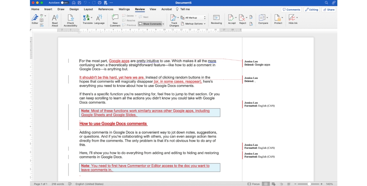 How to compare documents in Word Step 5