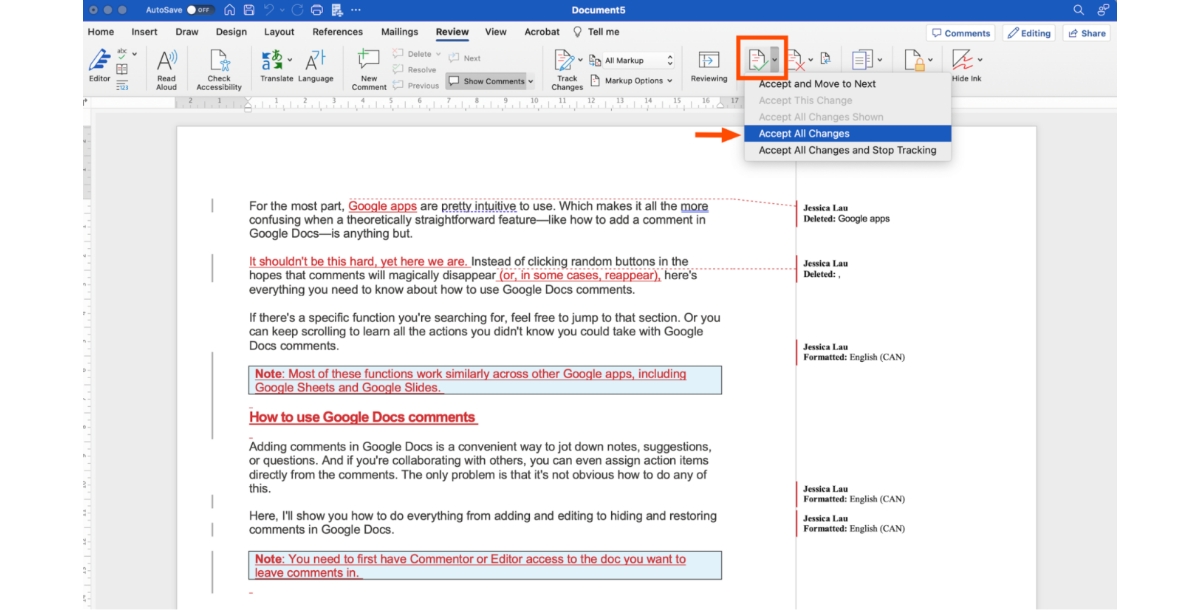 How to merge Word documents Step 2