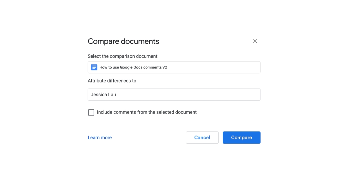 How to compare documents in Google Docs Step 3