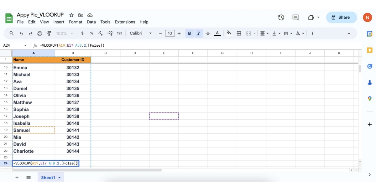 How to Use VLOOKUP in Google Sheets Step 5