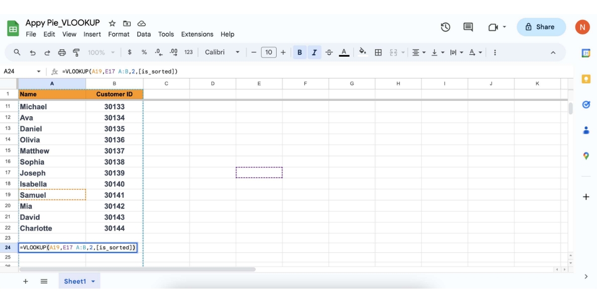 How to Use VLOOKUP in Google Sheets Step 4