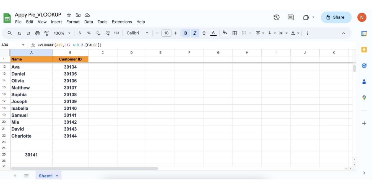 How to Use VLOOKUP in Google Sheets Step 6