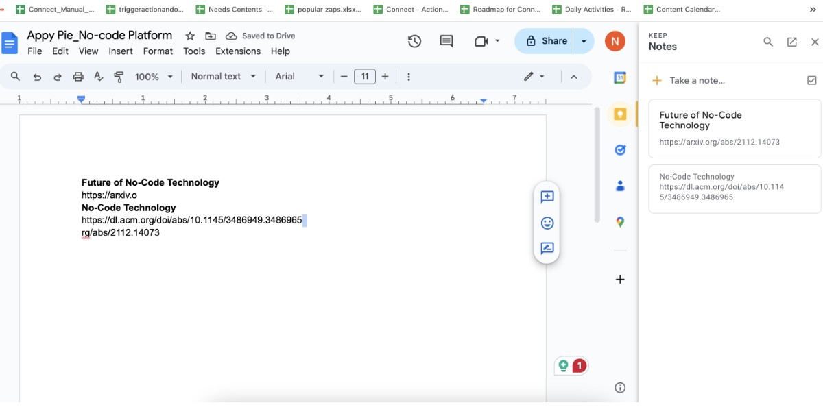 Drag and drop notes into your document