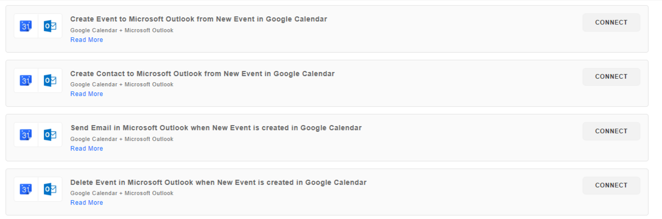 Google Calendar and Outlook integration