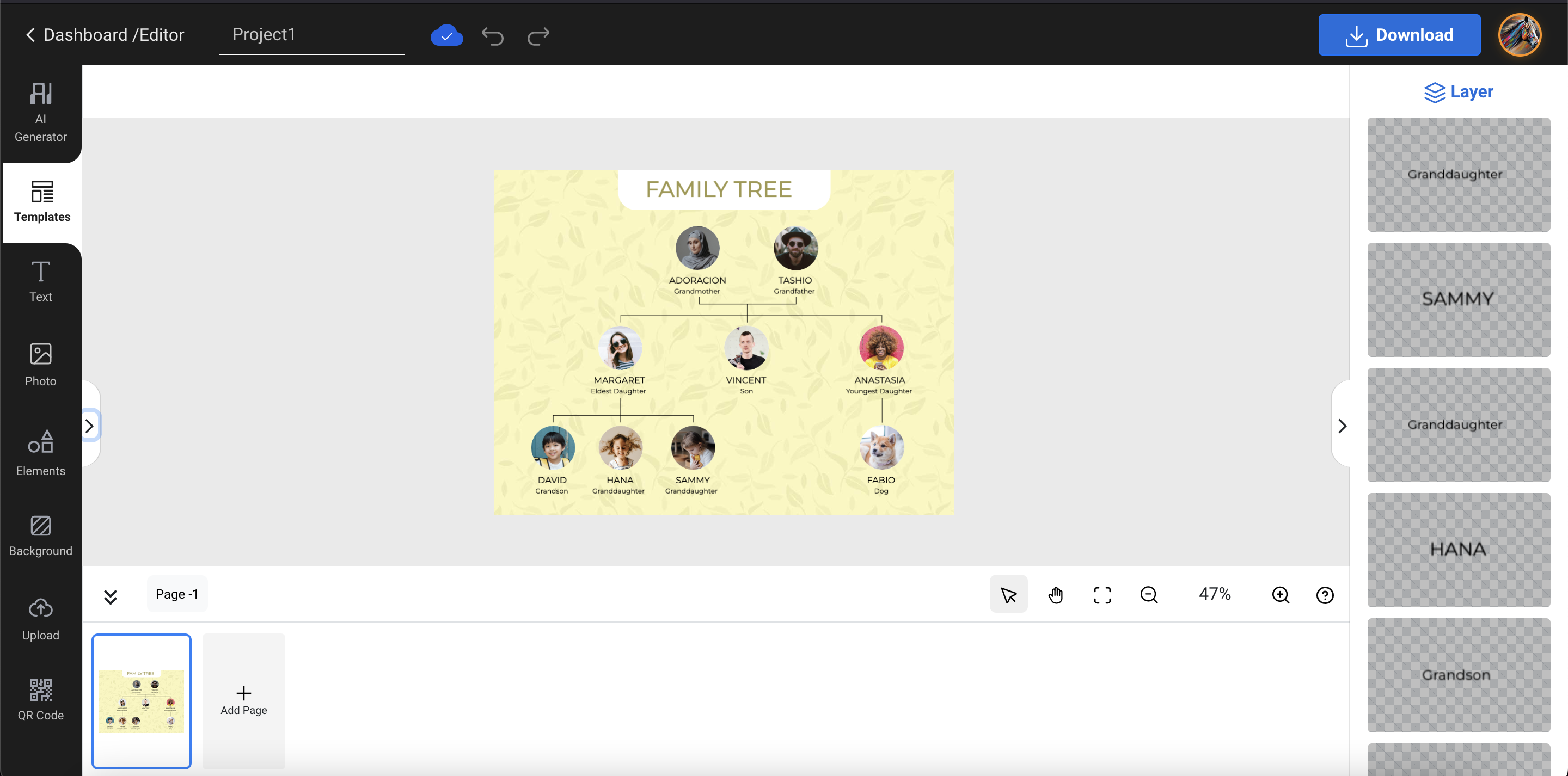 Family Tree Template customize