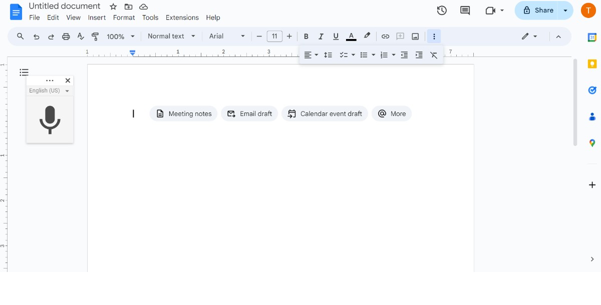 Voice Typing feature in Google Docs