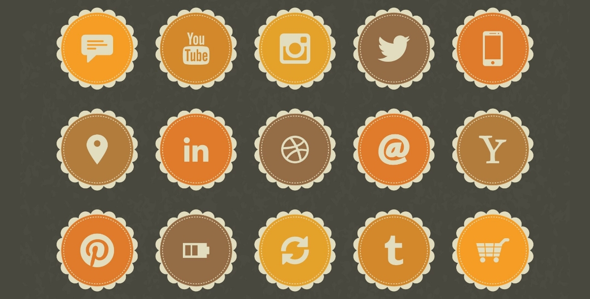 Badge Style Social Media Icons