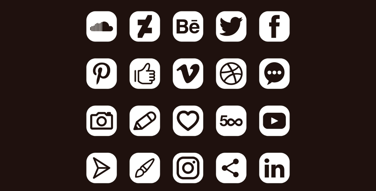 Black and White Social Media Icons