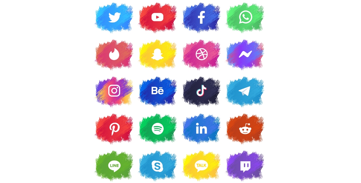 Brush Stroke Social Media Icons Pack