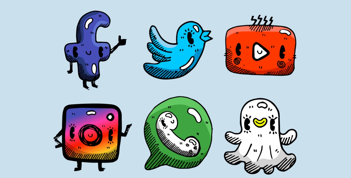 Cartoon Social Media Icons Pack
