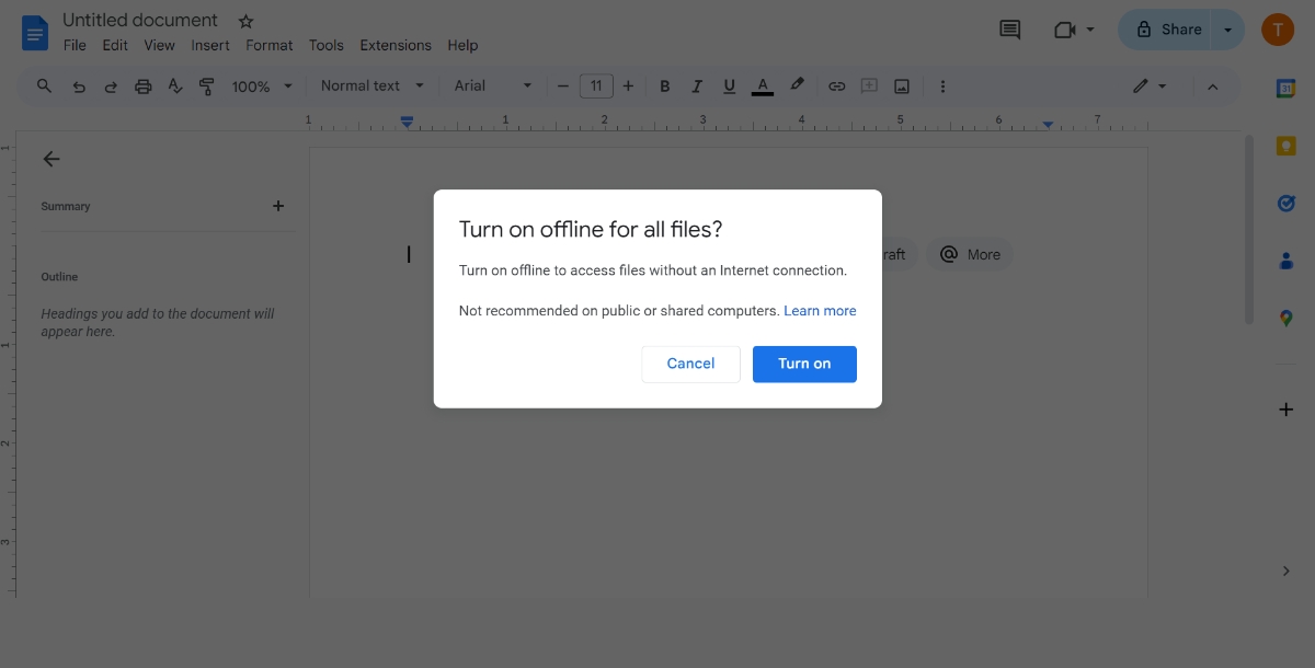 Google Docs Offline Editing Feature