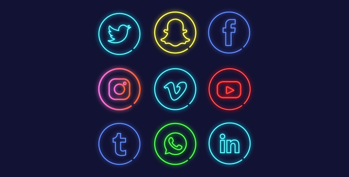 Neon Social Media Icons Pack