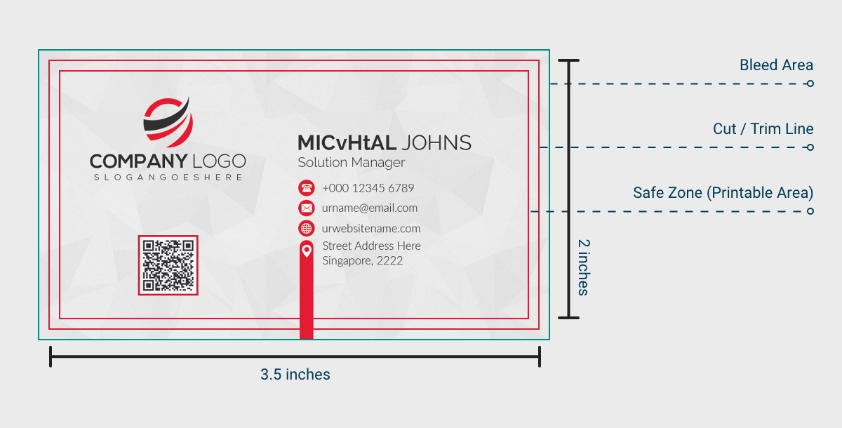 Bleed, Trim, And Safe Area In Business Card Dimensions