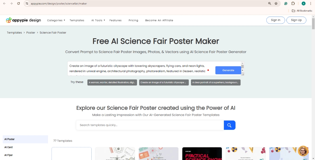 science fair poster maker prompts