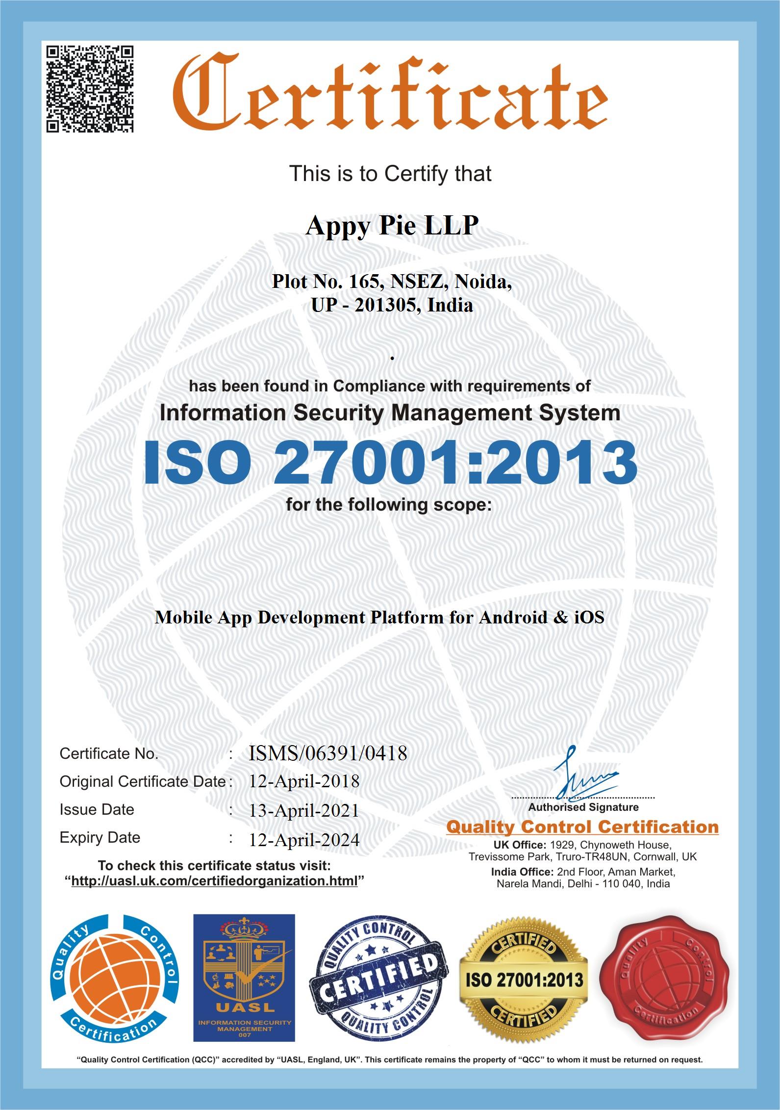 Appy Pie LLP ISO
