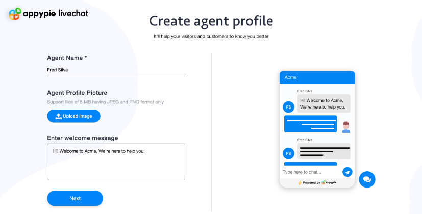 Create an Agent Profile - Appy Pie