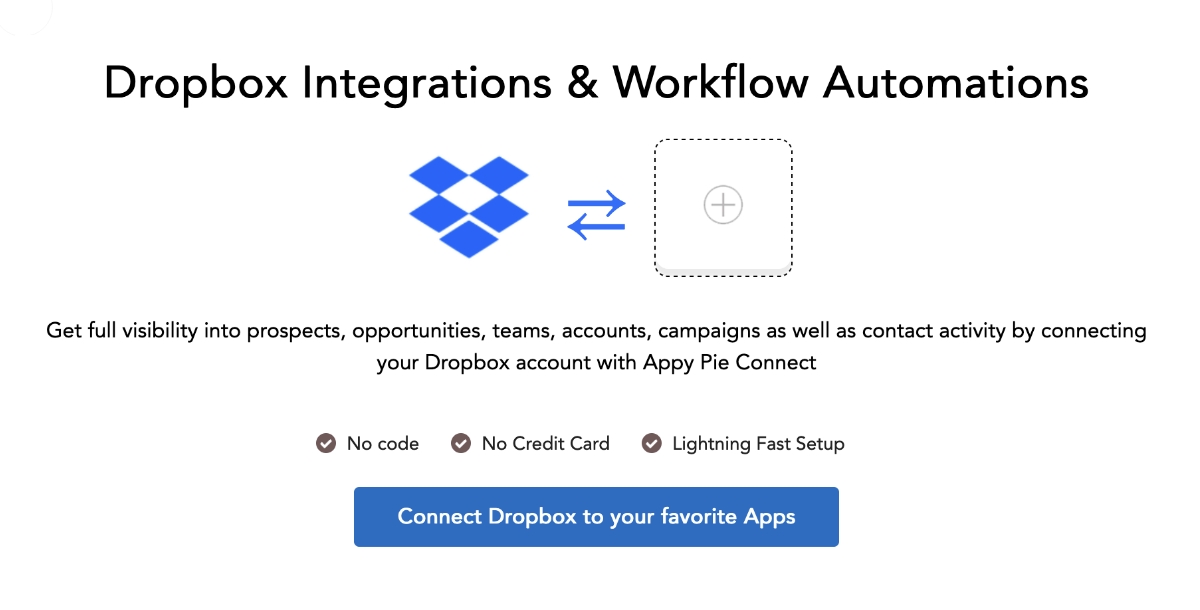 Integrate Dropbox with multiple software - Appy Pie